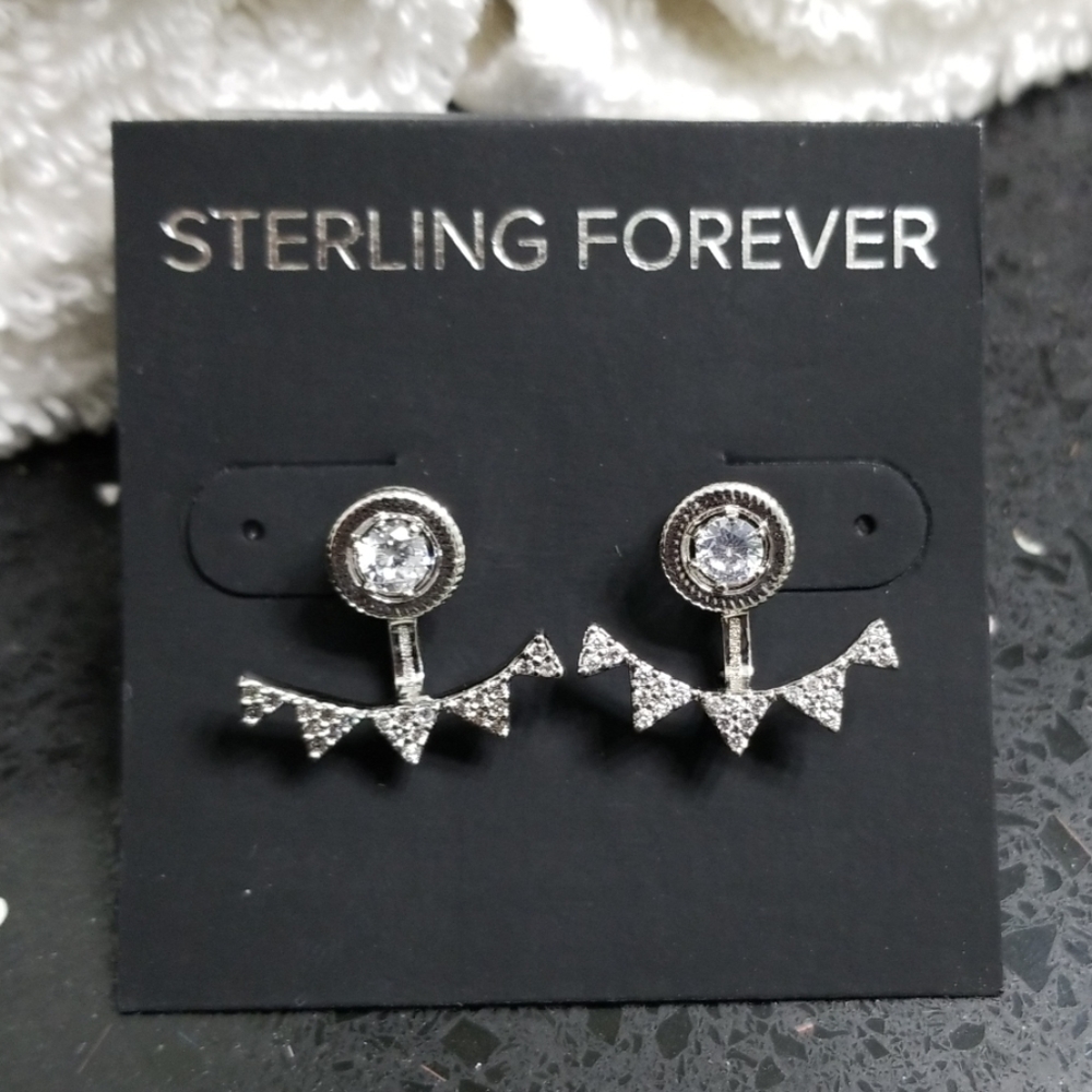 💐SS CZ Multi Triangle Jacket Earrings